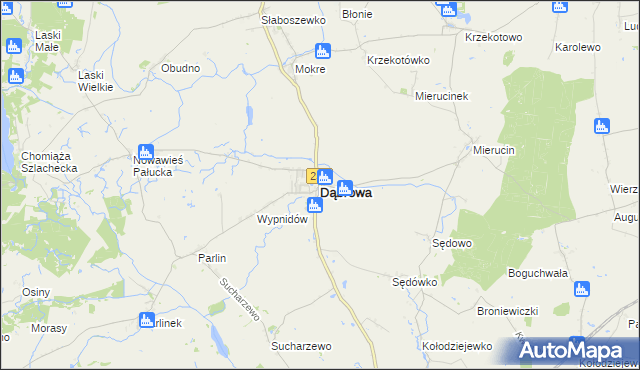 mapa Dąbrowa powiat mogileński, Dąbrowa powiat mogileński na mapie Targeo