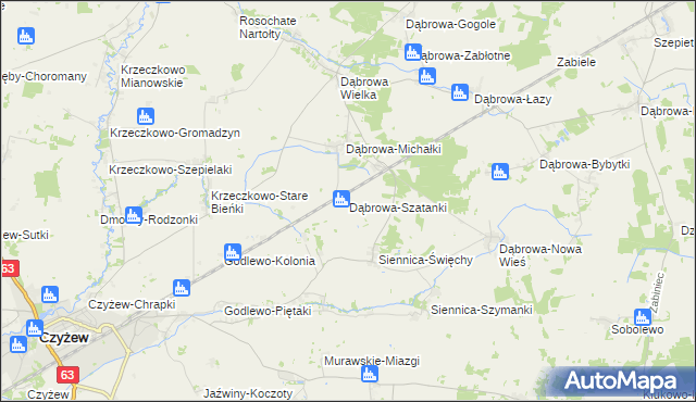 mapa Dąbrowa-Szatanki, Dąbrowa-Szatanki na mapie Targeo