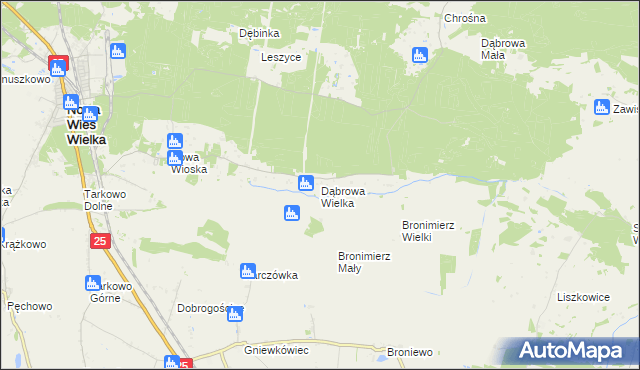 mapa Dąbrowa Wielka gmina Nowa Wieś Wielka, Dąbrowa Wielka gmina Nowa Wieś Wielka na mapie Targeo