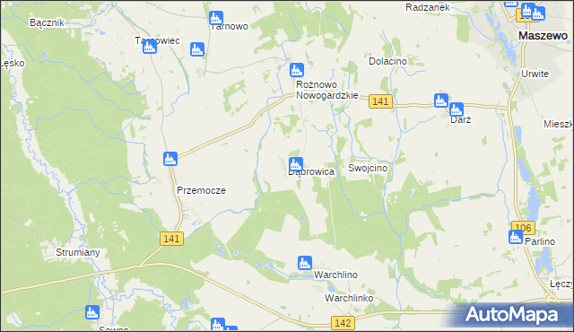 mapa Dąbrowica gmina Maszewo, Dąbrowica gmina Maszewo na mapie Targeo