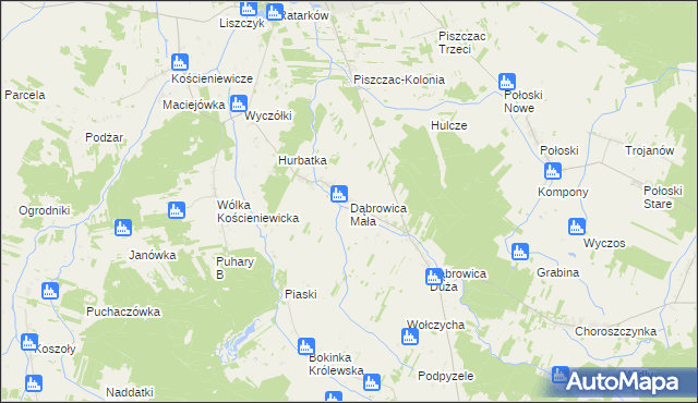 mapa Dąbrowica Mała, Dąbrowica Mała na mapie Targeo