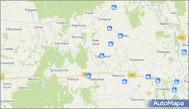 mapa Dąbrowice gmina Żuromin, Dąbrowice gmina Żuromin na mapie Targeo