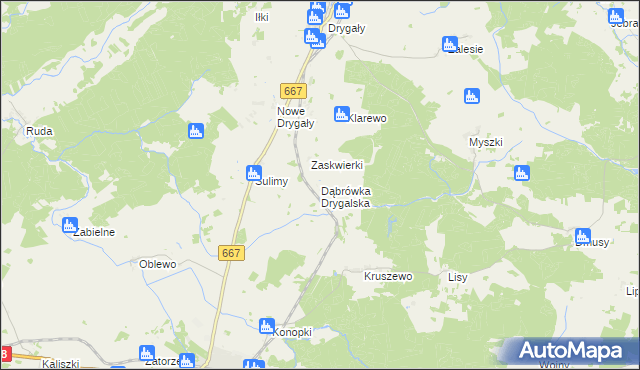 mapa Dąbrówka Drygalska, Dąbrówka Drygalska na mapie Targeo