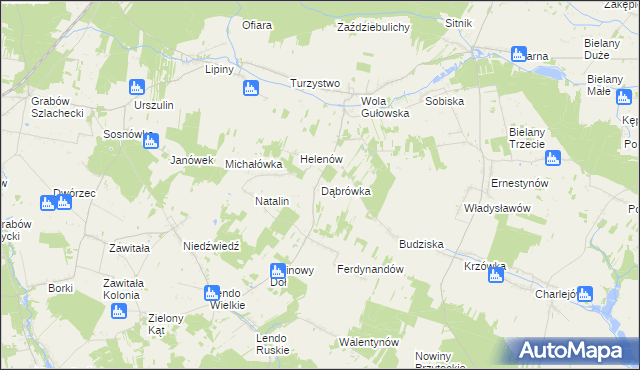 mapa Dąbrówka gmina Adamów, Dąbrówka gmina Adamów na mapie Targeo