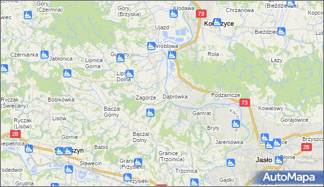 mapa Dąbrówka gmina Brzyska, Dąbrówka gmina Brzyska na mapie Targeo