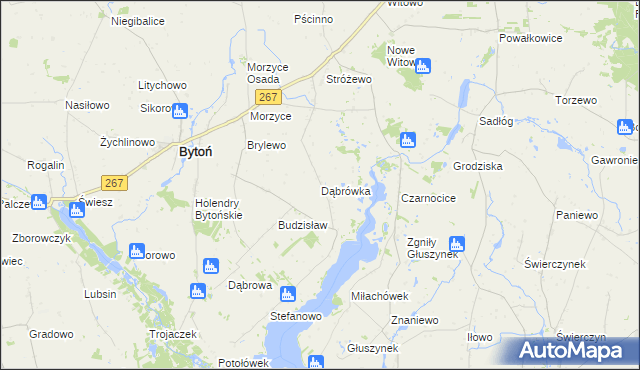 mapa Dąbrówka gmina Bytoń, Dąbrówka gmina Bytoń na mapie Targeo