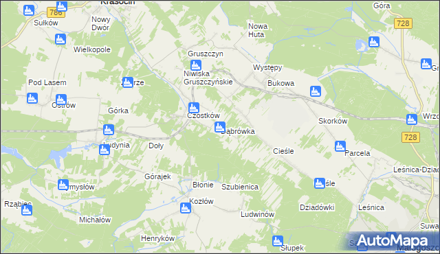 mapa Dąbrówka gmina Krasocin, Dąbrówka gmina Krasocin na mapie Targeo