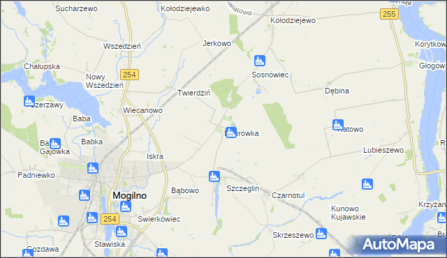 mapa Dąbrówka gmina Mogilno, Dąbrówka gmina Mogilno na mapie Targeo