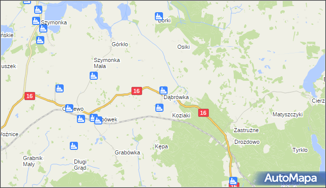 mapa Dąbrówka gmina Orzysz, Dąbrówka gmina Orzysz na mapie Targeo