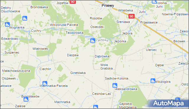 mapa Dąbrówka gmina Pniewy, Dąbrówka gmina Pniewy na mapie Targeo