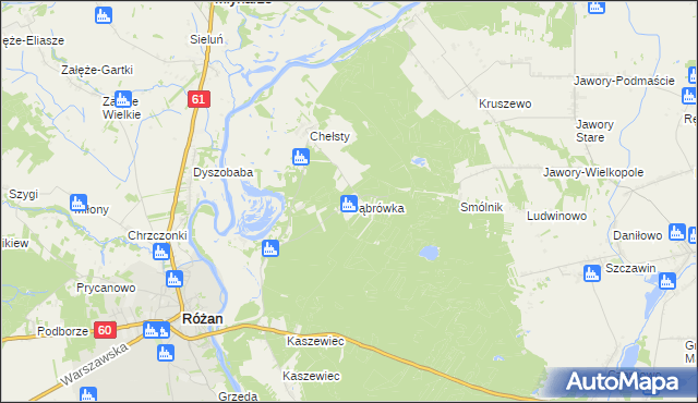 mapa Dąbrówka gmina Różan, Dąbrówka gmina Różan na mapie Targeo