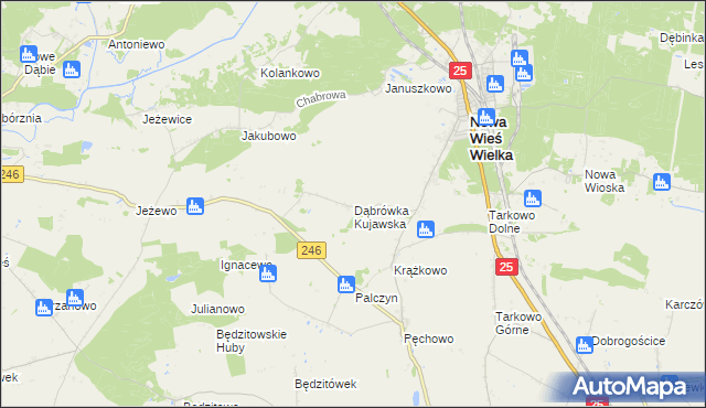 mapa Dąbrówka Kujawska, Dąbrówka Kujawska na mapie Targeo