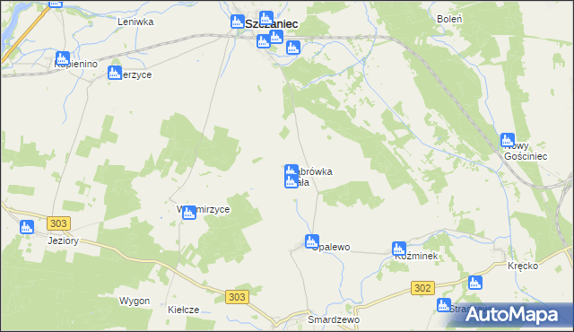 mapa Dąbrówka Mała gmina Szczaniec, Dąbrówka Mała gmina Szczaniec na mapie Targeo