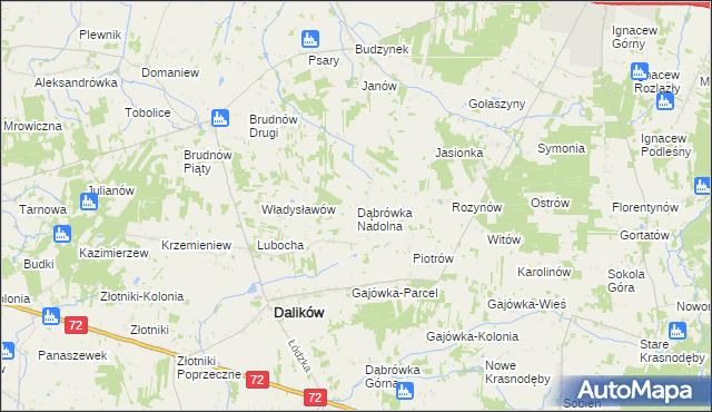 mapa Dąbrówka Nadolna, Dąbrówka Nadolna na mapie Targeo