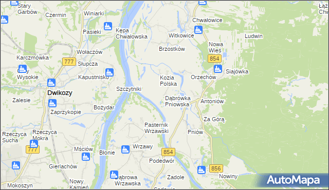 mapa Dąbrówka Pniowska, Dąbrówka Pniowska na mapie Targeo