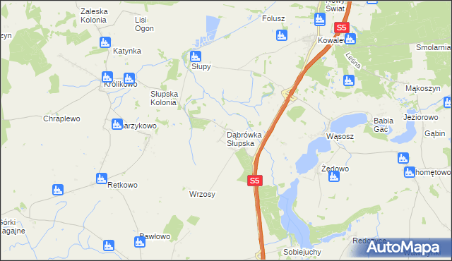 mapa Dąbrówka Słupska, Dąbrówka Słupska na mapie Targeo