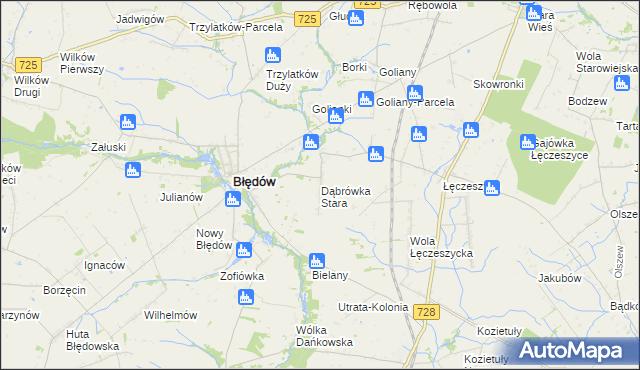 mapa Dąbrówka Stara, Dąbrówka Stara na mapie Targeo