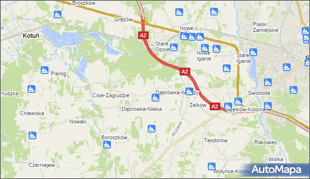 mapa Dąbrówka-Wyłazy, Dąbrówka-Wyłazy na mapie Targeo