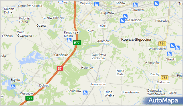 mapa Dąbrówka Zabłotnia, Dąbrówka Zabłotnia na mapie Targeo