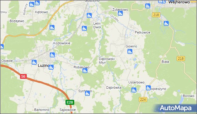 mapa Dąbrowski Młyn, Dąbrowski Młyn na mapie Targeo