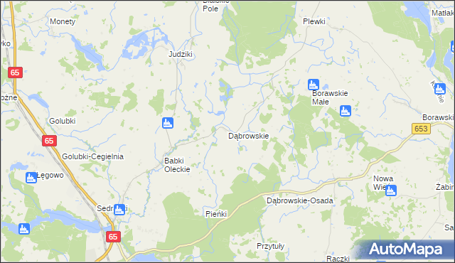 mapa Dąbrowskie gmina Olecko, Dąbrowskie gmina Olecko na mapie Targeo