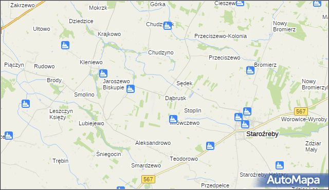 mapa Dąbrusk, Dąbrusk na mapie Targeo