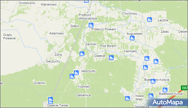 mapa Dalekie gmina Długosiodło, Dalekie gmina Długosiodło na mapie Targeo