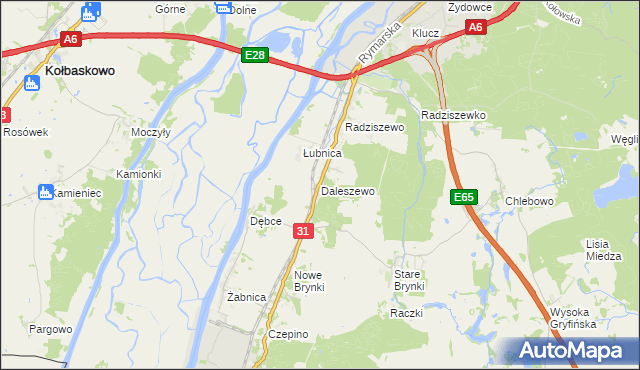 mapa Daleszewo, Daleszewo na mapie Targeo