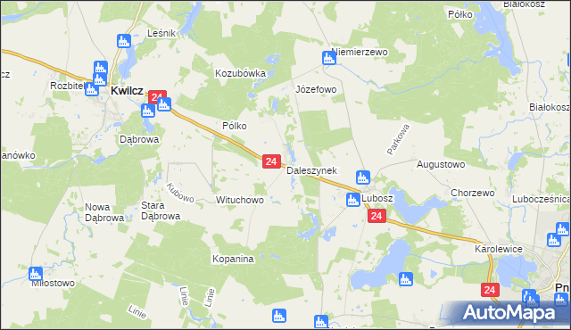 mapa Daleszynek, Daleszynek na mapie Targeo