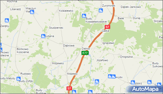 mapa Dalnia gmina Strzegowo, Dalnia gmina Strzegowo na mapie Targeo