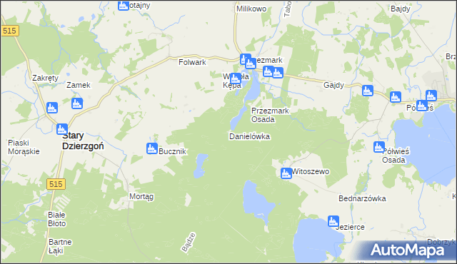 mapa Danielówka, Danielówka na mapie Targeo