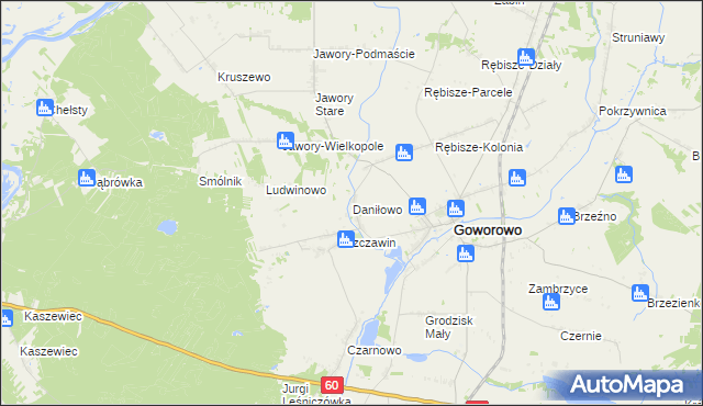 mapa Daniłowo gmina Goworowo, Daniłowo gmina Goworowo na mapie Targeo