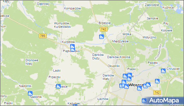 mapa Danków Duży, Danków Duży na mapie Targeo