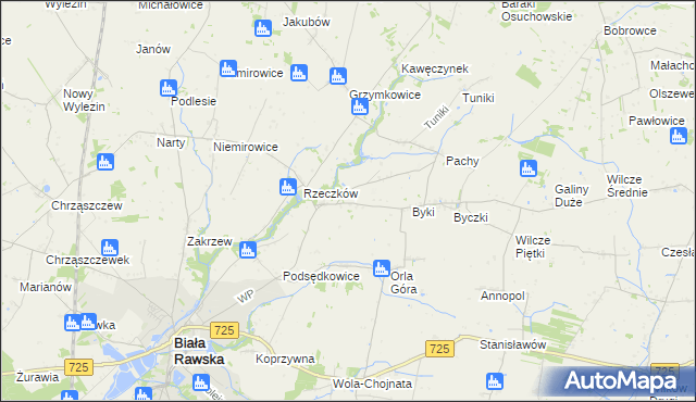 mapa Dańków gmina Biała Rawska, Dańków gmina Biała Rawska na mapie Targeo