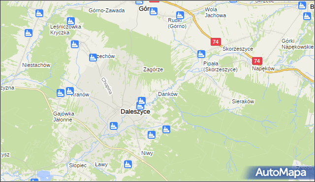 mapa Danków gmina Daleszyce, Danków gmina Daleszyce na mapie Targeo