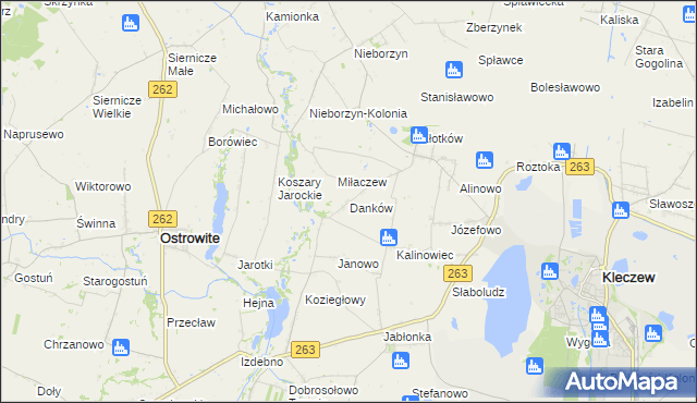 mapa Danków gmina Kleczew, Danków gmina Kleczew na mapie Targeo