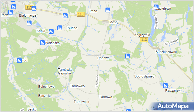 mapa Danowo gmina Goleniów, Danowo gmina Goleniów na mapie Targeo