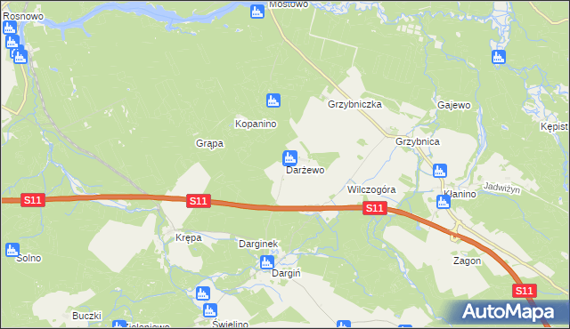 mapa Darżewo gmina Bobolice, Darżewo gmina Bobolice na mapie Targeo