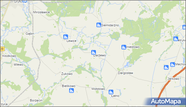 mapa Darżewo gmina Brojce, Darżewo gmina Brojce na mapie Targeo