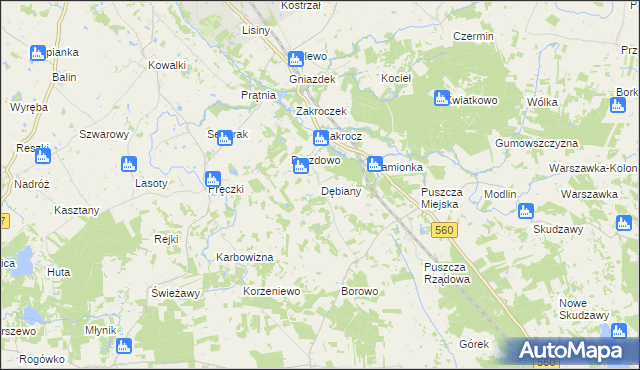 mapa Dębiany gmina Rypin, Dębiany gmina Rypin na mapie Targeo