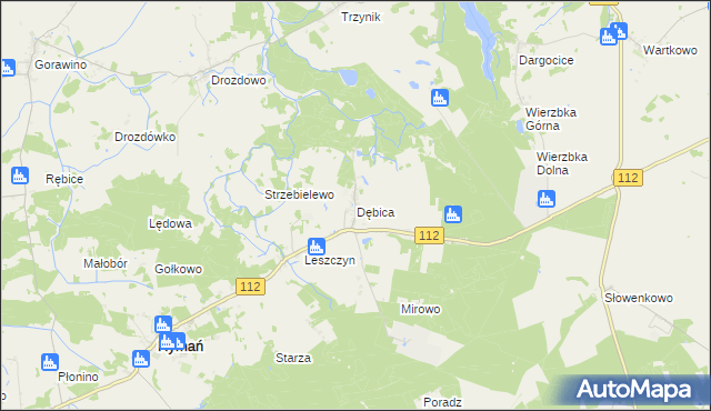 mapa Dębica gmina Rymań, Dębica gmina Rymań na mapie Targeo