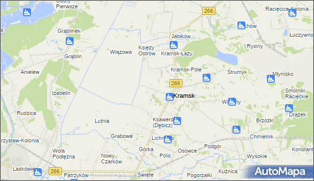 mapa Dębicz gmina Kramsk, Dębicz gmina Kramsk na mapie Targeo