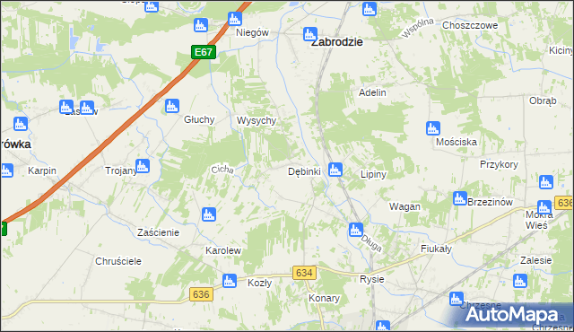 mapa Dębinki gmina Zabrodzie, Dębinki gmina Zabrodzie na mapie Targeo