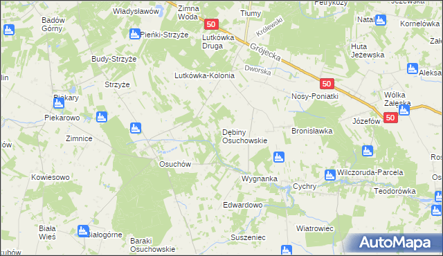 mapa Dębiny Osuchowskie, Dębiny Osuchowskie na mapie Targeo