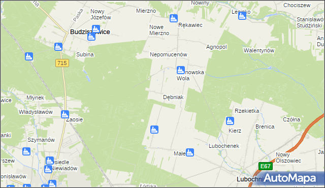 mapa Dębniak gmina Lubochnia, Dębniak gmina Lubochnia na mapie Targeo