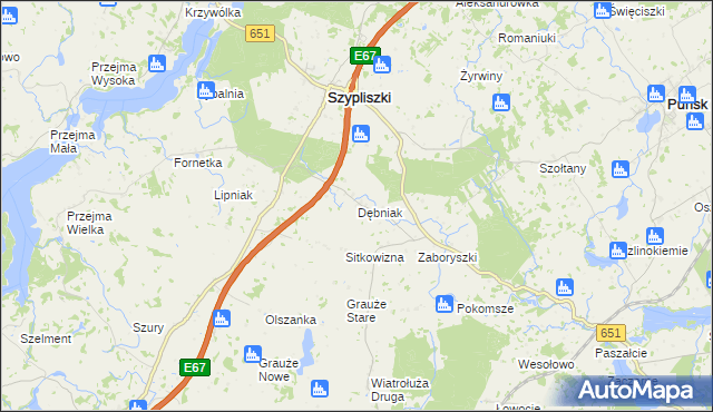 mapa Dębniak gmina Szypliszki, Dębniak gmina Szypliszki na mapie Targeo