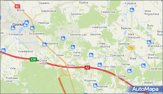 mapa Dębniak gmina Zgierz, Dębniak gmina Zgierz na mapie Targeo