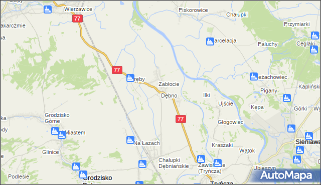 mapa Dębno gmina Leżajsk, Dębno gmina Leżajsk na mapie Targeo