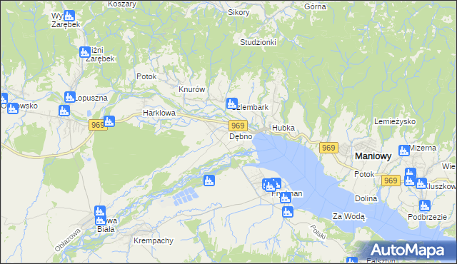 mapa Dębno gmina Nowy Targ, Dębno gmina Nowy Targ na mapie Targeo