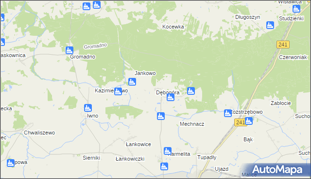 mapa Dębogóra gmina Kcynia, Dębogóra gmina Kcynia na mapie Targeo